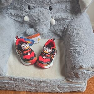 Vibrant Red and Black Kids Sneakers